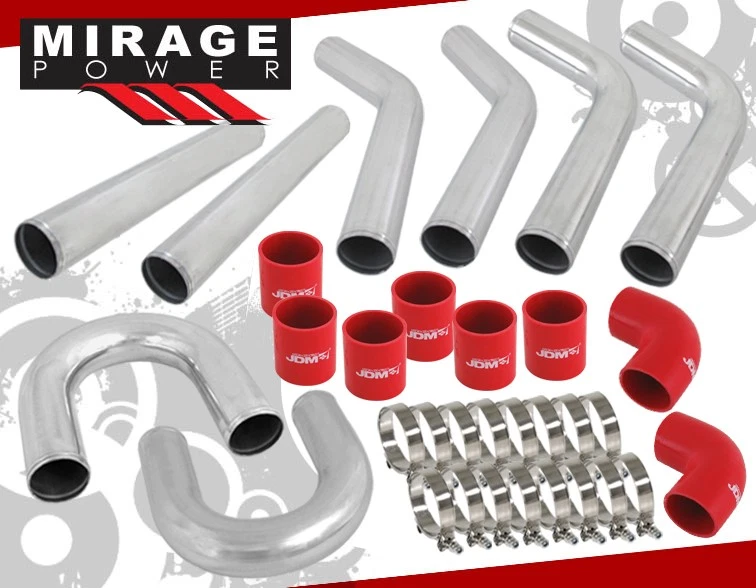 Jdm Sport Turbo Series Intercooler+Aluminum U-Pipe Piping Kit+Silicone Hoses Red - Imagem 2 de 4