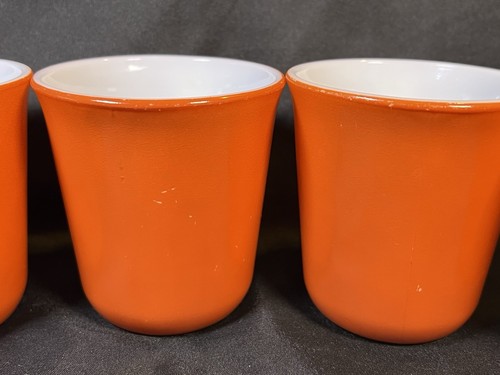 5 tazzine da caffè vintage Pyrex 3,5" arancio ruggine bianche all'interno anni 70 circa - Foto 10 di 17