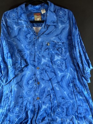 1990's Pineapple Connection Hawaiian Shirt - Blue Tropical - XL