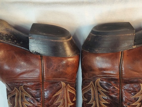 Mrns Tony Lama Brown Leather Cowboy Boots Sz 11 - Picture 5 of 13