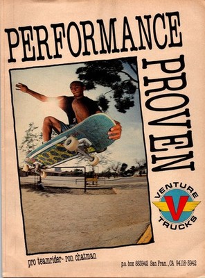 1990   RON CHATMAN for Venture Trucks print ad   1990s vtg skateboard BA.28