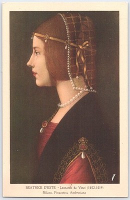 Vintage Beatrice d'Este Portrait Postcard by Leonardo da Vinci Milano