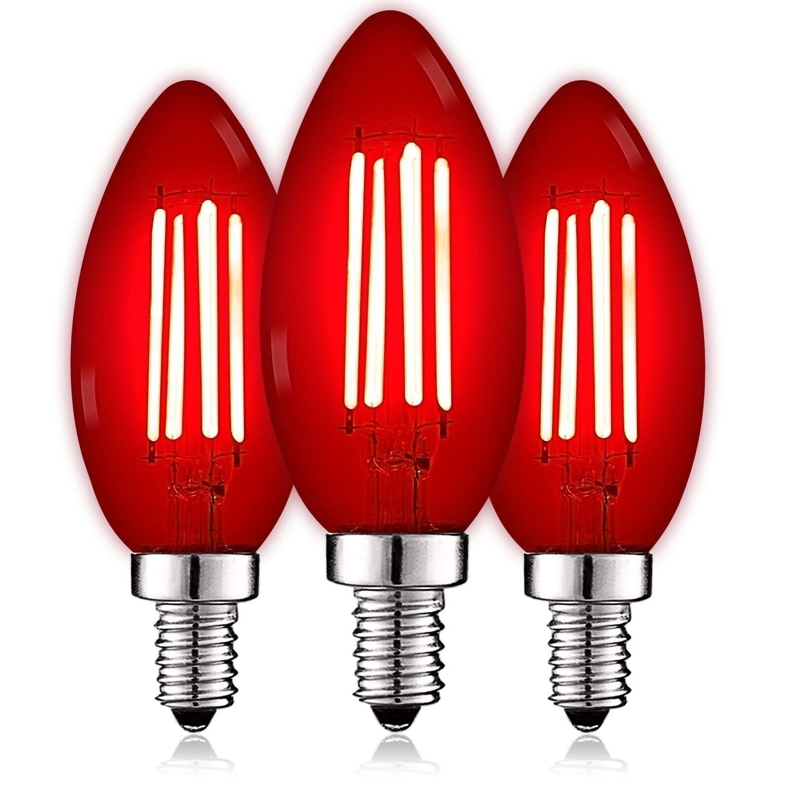 Luxrite E12 LED Filament Red Light Bulbs, 4.5W=40W, UL, E12 