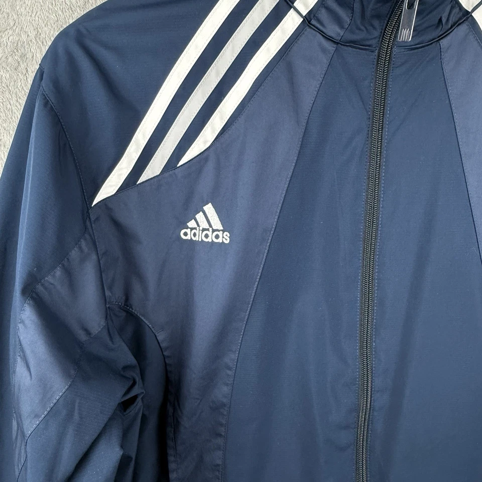 Adidas Y2K Track Jacket Mens S Navy Blue Full Zip 3 Stripe Outdoor Activewear - Image 4 of 4