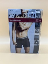 Calvin Klein Men  s Boxer Briefs 3 Pack Microfiber Mesh XL Black NIB