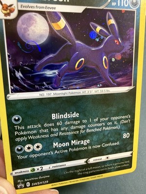 HD Moon SWIRL Umbreon SWSH129 Evolving Skies Promo Holo Pokemon Karte NM/LP