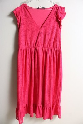 Dunnes Womens Lace Lined Skater Dress - Pink - Size L Large (m38)