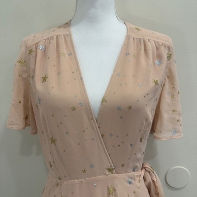 Privacy Please Krause Wrap Dress Blush Pink Glitter Star Maxi Small Revolve  Hoco | eBay