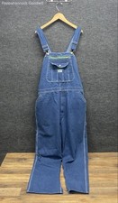 Liberty Men's Blue Denim Bib Overalls Green Zipper Carpenter Workwear