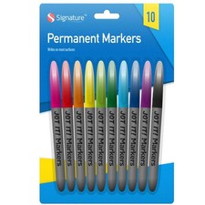 Permanent Marker Pens Fine Tip Bullet Point Multi Assorted Colour Pen - 10 Pack
