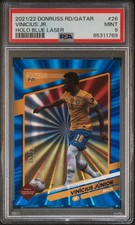 2022 Panini Donruss World Cup Vini Jr Blue Laser /49 Colour Match Brazil PSA 9