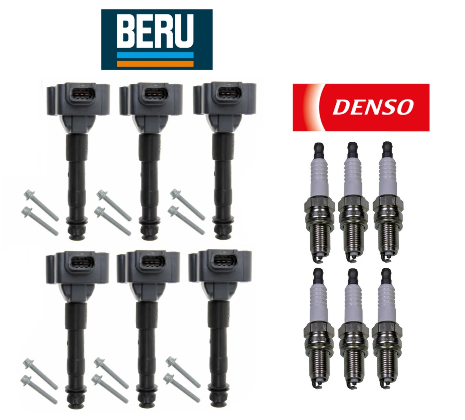 OEM Ignition Coil & Spark Plug (6sets) Beru Denso for Porsche 911 GT3 / RS 07-08