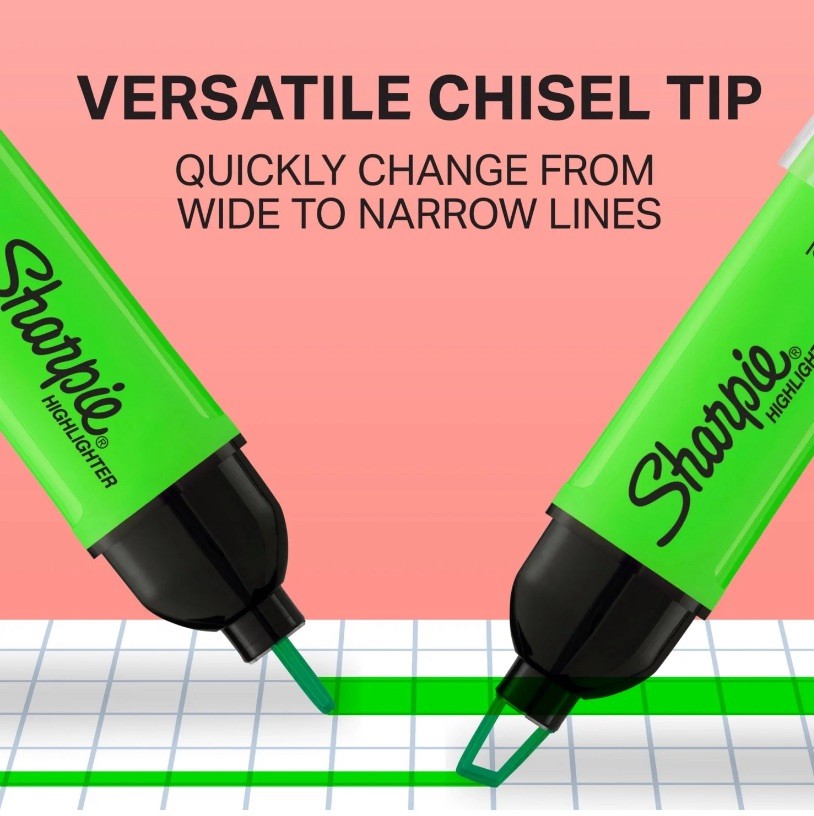 Sharpie Highlighter, Clear View Highlighter with See-Through Chisel Tip, 3 Count