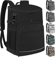 Cooler Backpack Insulated Leakproof Waterproof 30 Cans, black 