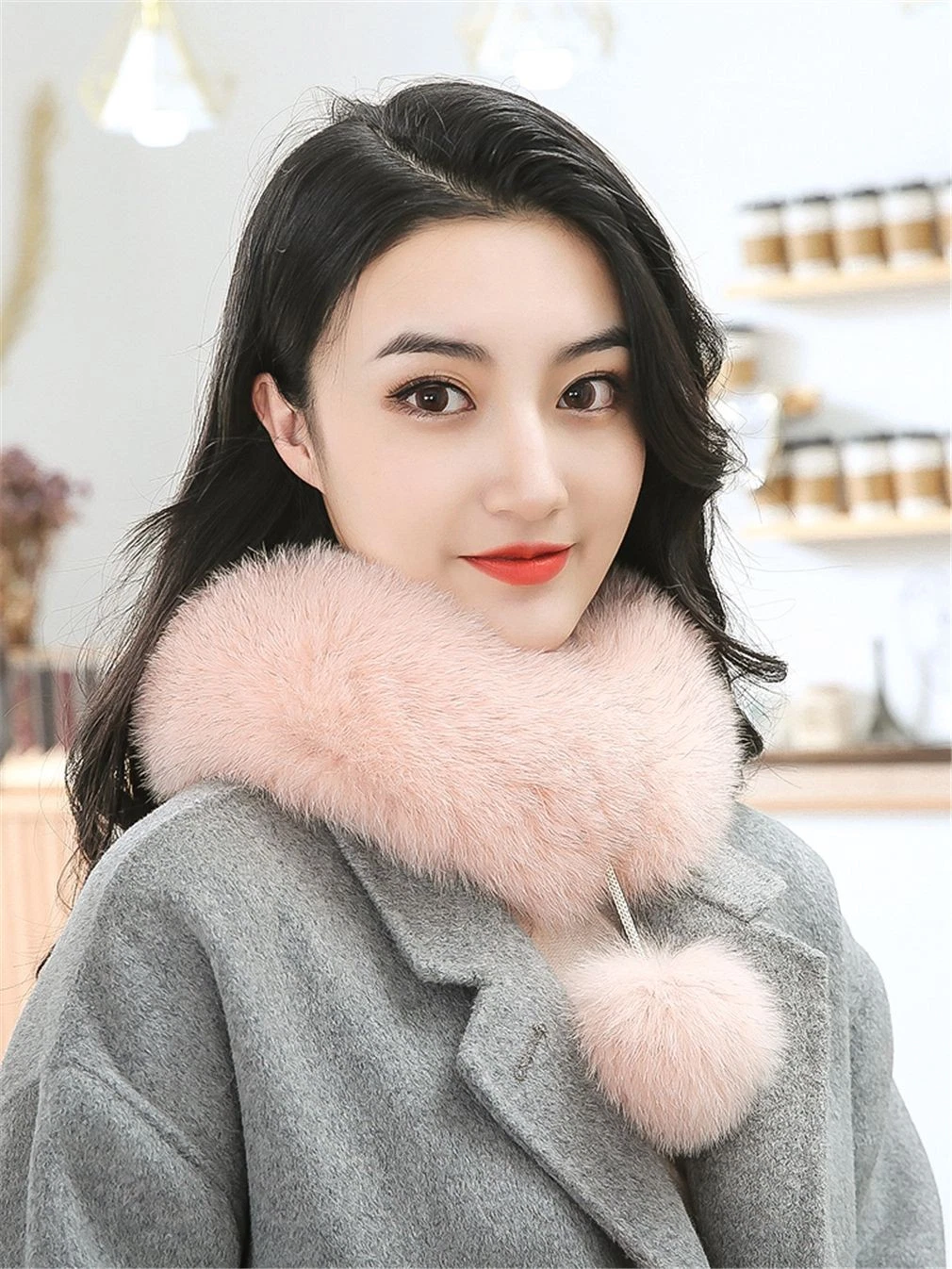 Women's Real Fox Fur Scarf Thicken Winter Warm Neck Wrap Collar Size 70x10cm