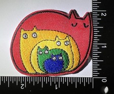 Iron-On Embroidered Patch Cat Colorful Multicolor Pack of 3 Applique