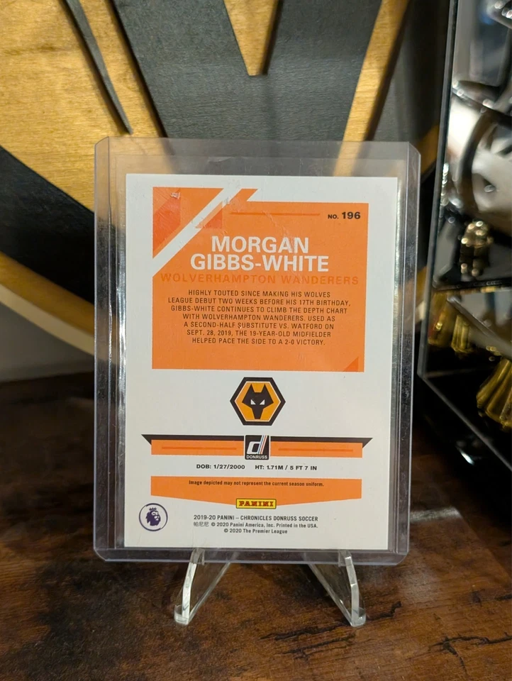 2019 Panini Chronicles  Morgan Gibbs-White Press Proof Blue Laser /75 Rookie RC - Image 2 of 2