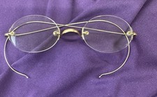 antique eyeglasses Gold Filled Wire Rims Oval Shape Glass Lens VGC