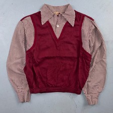 VTG 50s Gabardine Loop Collar Shirt S Rockabilly Vest Jac California Ricky RARE