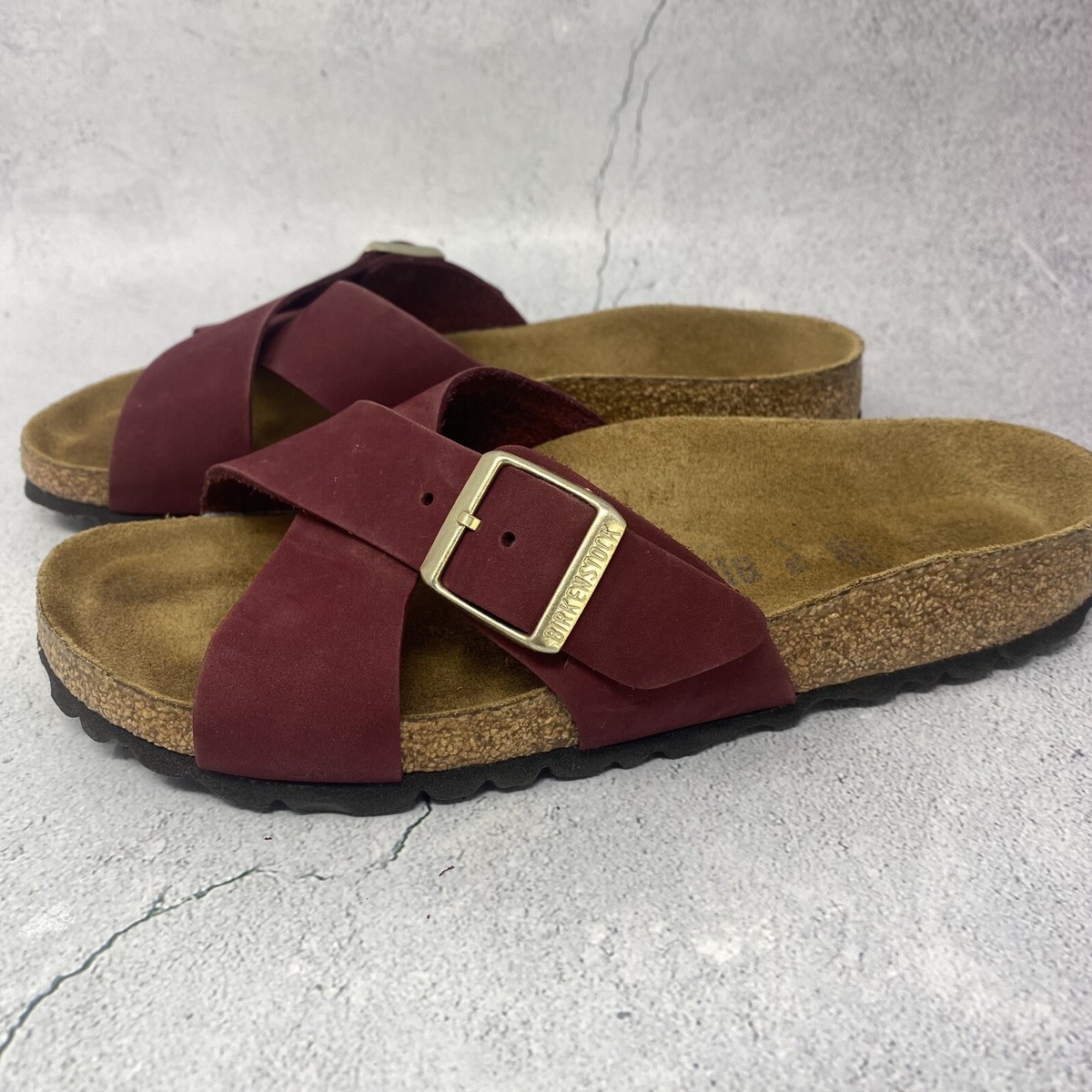 Birkenstock Siena Big Buckle Maroon Suede Sandals Sz 36 US Womens