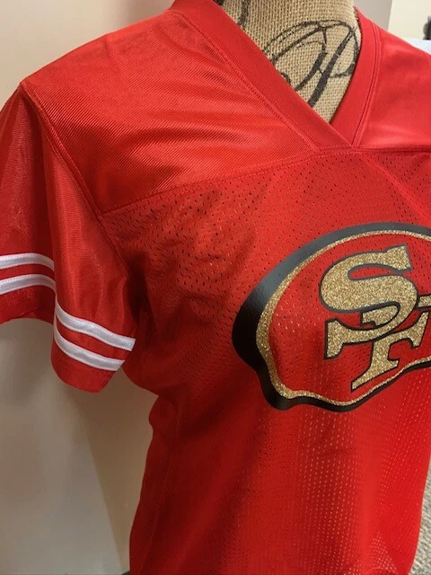 Camiseta de fútbol para mujer San Francisco 49er brillante en NEGRO o ROJO Foto 4 de 4