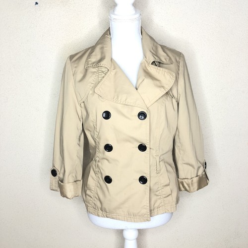H\u0026M Beige Bronceado Gabardina Abrigo Chaqueta para mujer botones Doble  Abotonadura Talla 4 | eBay