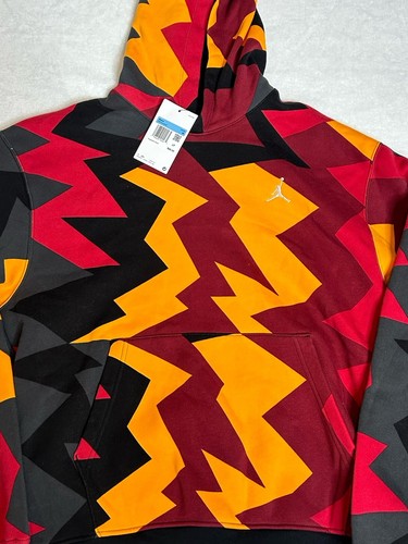 Jordan Hoodie Flight MVP AOP Red Yellow Gray FB7014-619 Men’s Size M - Picture 2 of 8