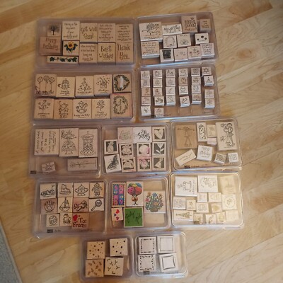 Stampin Up Mixed Large Lot Over 100 Pieces Rubber Stamps Sets.  2000-2005 .READ