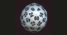 1x D60 35mm Die White w/Black Dnd Rpg