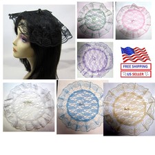 Choose color-Lace Church Hat,  Chapel Prayer Cap Comb Attached one size