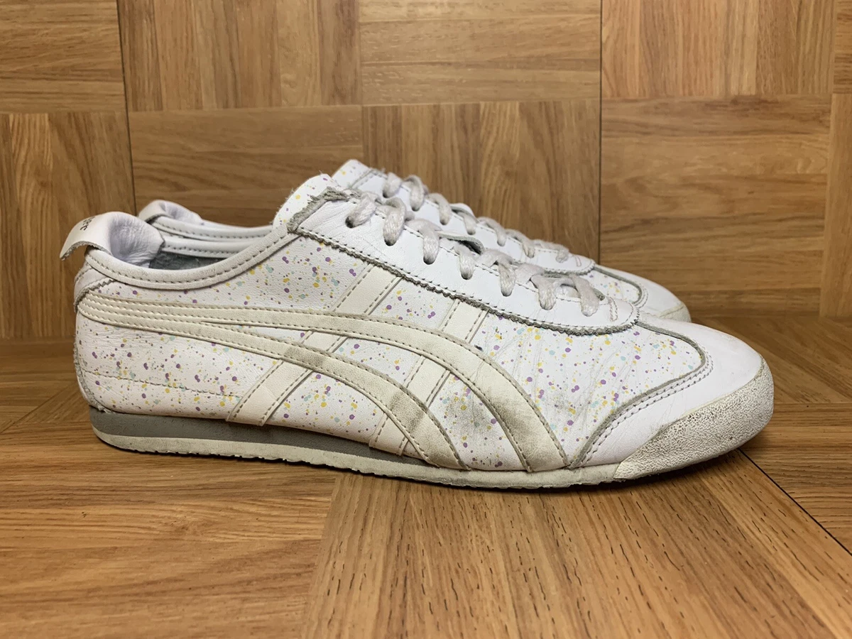RARE Asics Onitsuka Tiger Mexico 66 White Splatter Leather Sneaker Sz 10 Wom
