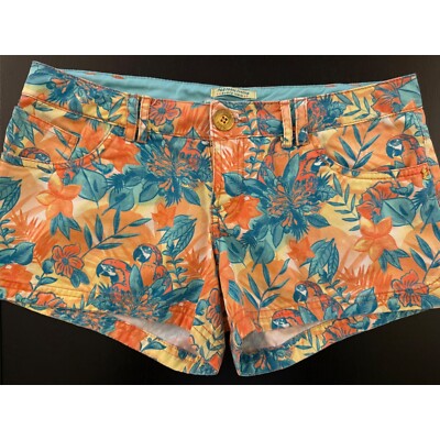 Pull & Bear Tropical Low-Rise Short Womens 24 Orange Beach Surf Resortwear