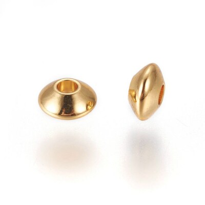 100Pcs Real 24K Gold Plated 304 Stainless Steel Rondelle Spacer Beads 5.5x3mm