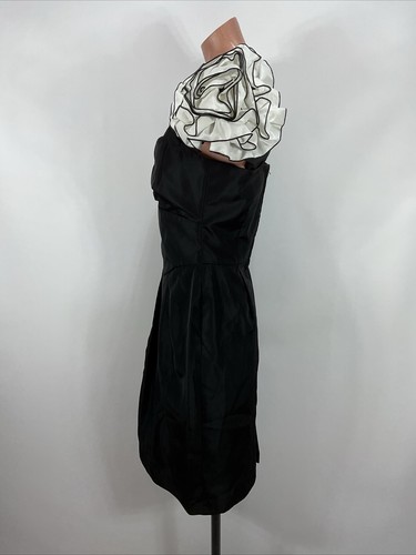 Abito da ballo vintage anni 80 Darcy nero bianco sbuffo rosa manica festa cocktail mini 11/12 - Foto 6 di 9