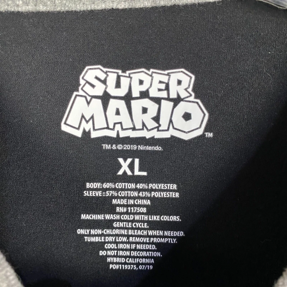 Super Mario T-Shirt Boys XL Long Sleeve Cotton Blend Graphic Print - Image 3 of 4