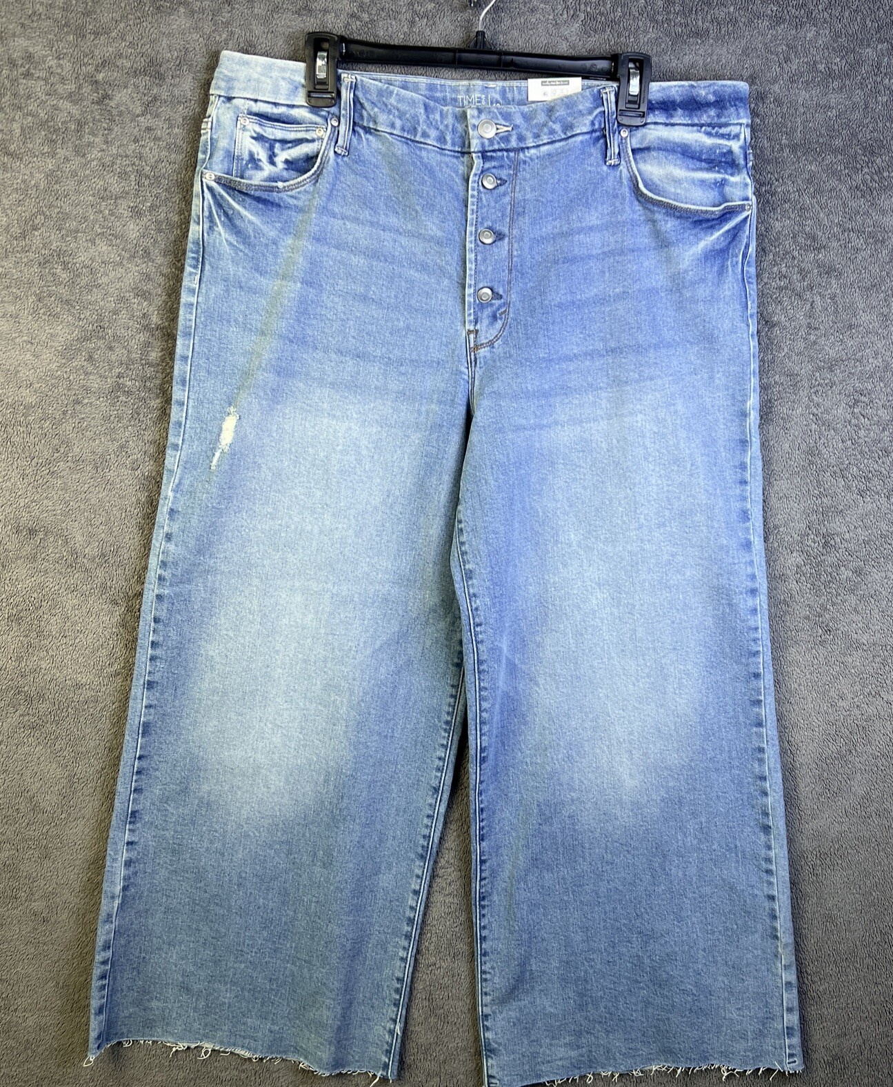 Time And True Womens Blue High Rise Wide Leg Jeans Size 18 Button Fly