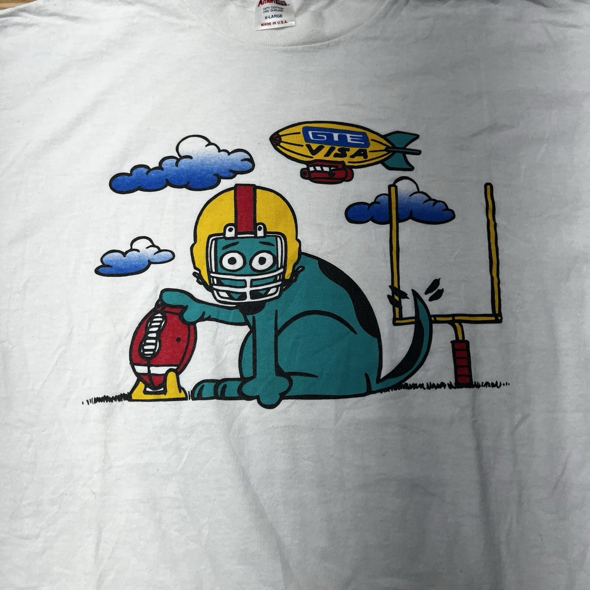 Vintage 90s GTE VISA Football Dog Pop Art Shirt Size XL Vintage 90s GTE VISA Football Dog Pop Art Shirt Size XL