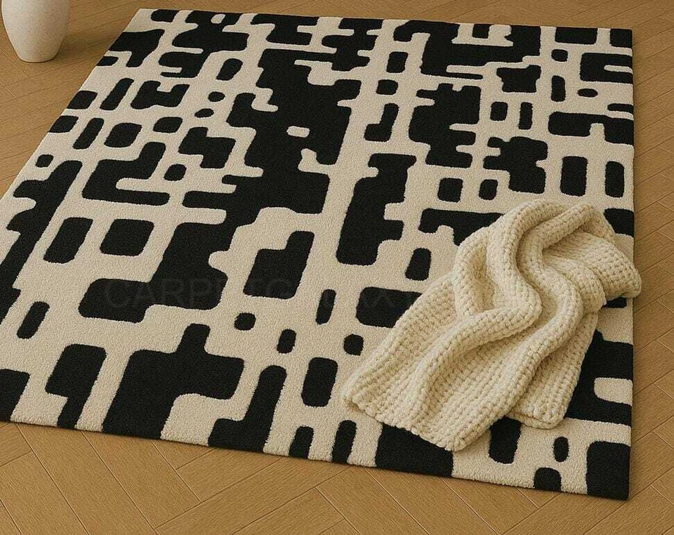 Modern Design Hand Tufted Living Room Kitchen Hall Cut Pile Pure Wool Soft Rugs. - Image 2 of 4