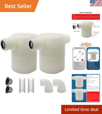 Eco-Friendly 3/4  Float Valve 2 Pack - Reliable Water Level Control Solution