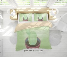 3D Simple Cactus Potted Plant Quilt Cover Set Duvet Cover Bedding Pillowcases