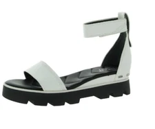 NEW Franco Sarto Umbria Sz 6M White Sandals Hook & Loop Ankle Strap Silver Trim