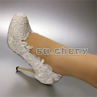 lace closed toe wedding shoes
