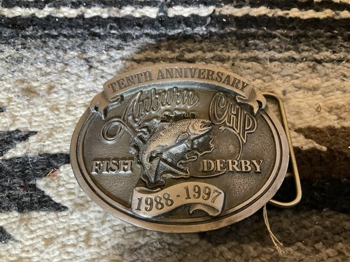 Vintage Fish Belt Buckle 1988-1997 10th Anniversary Auburn CHP Derby