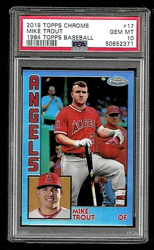 2019 TOPPS CHROME BASEBALL CARD #17 MIKE TROUT PSA 10 1984 TOPPS BASEBALL ANGELS