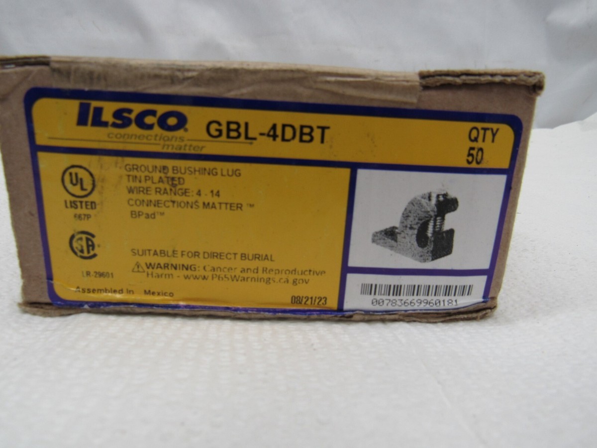 ILSCO GBL-4DBT Lay-In Ground Lug - Copper Tin Plated For 14-4 AWG Conductors