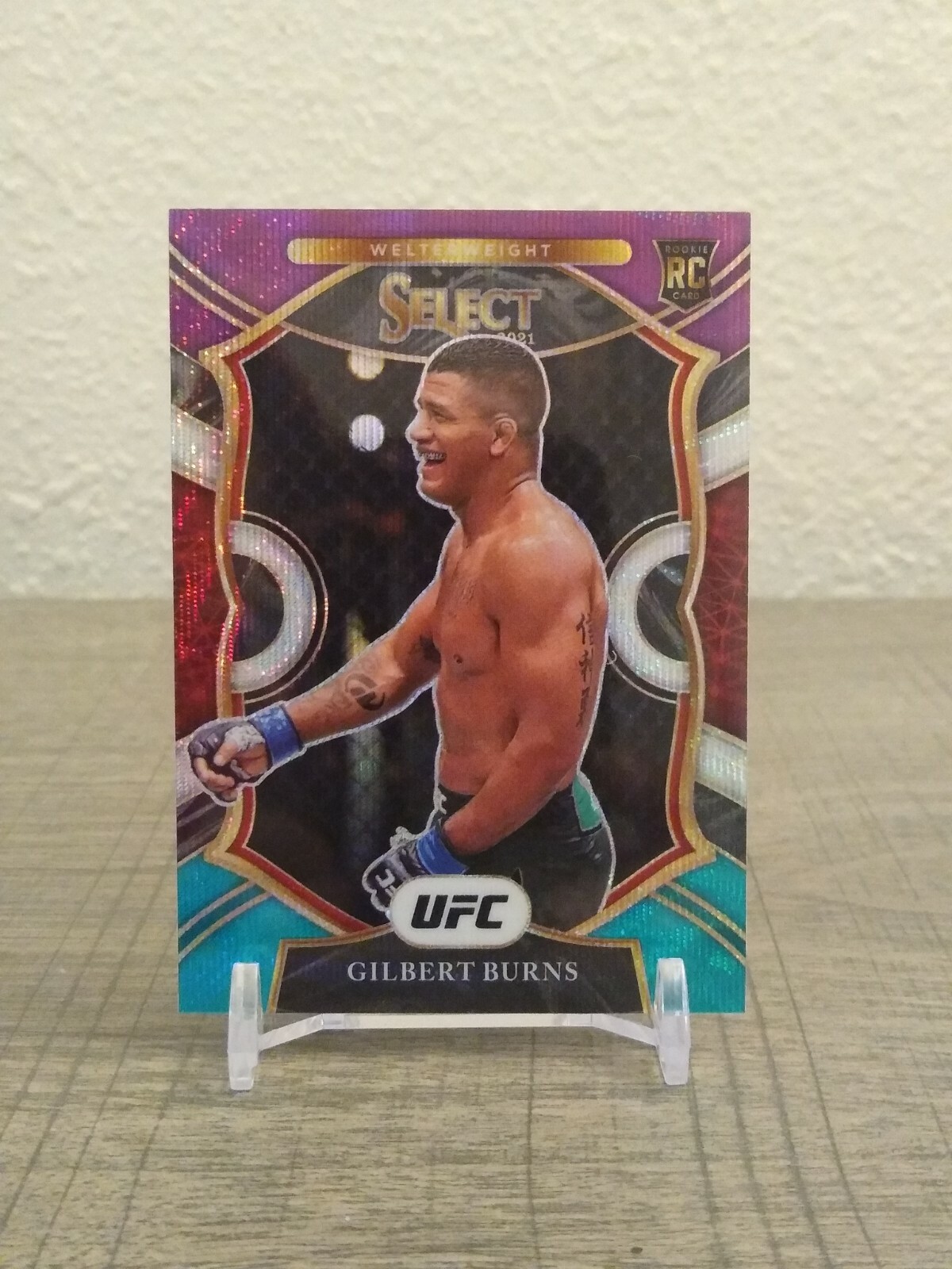 2021 PANINI SELECT UFC TRI-COLOR ROOKIE RC GILBERT BURNS NO. 34
