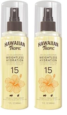 2 Hawaiian Tropic Weightless Hydration Dry Oil Sunscreen SPF 15 - MISSING COVERS