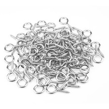 100 Pieces 5 Screw Eyes Screw in Eye Hooks Metal Screw Eye Pins Hooks Nickel...