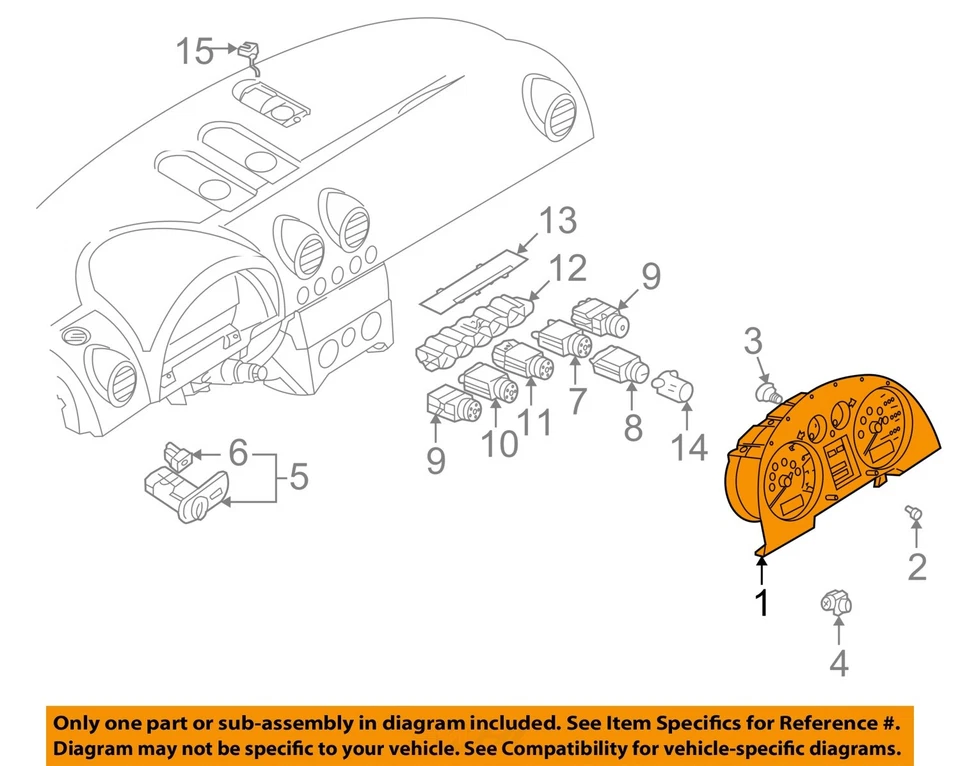 Medidor de velocímetro usado se adapta a: Audi TT Cluster 2000 con pantalla de información a través de VIN Foto 3 de 4