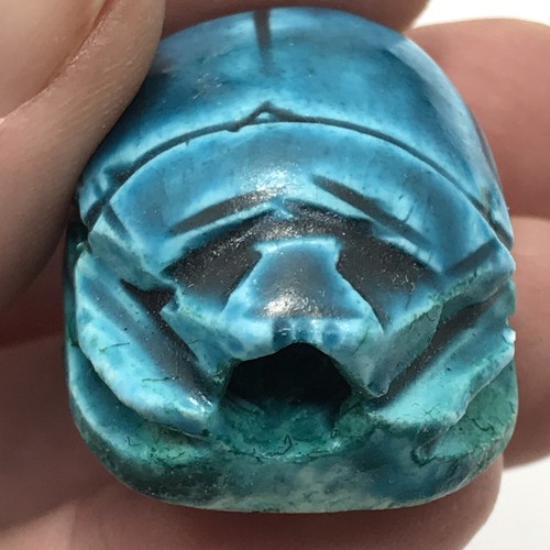 Cuentas de escarabajo talladas en azul de diseño egipcio de colección *5 - Imagen 8 de 12